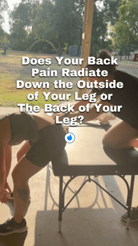 does your back pain radiate down the outside of your leg or the back of your leg?